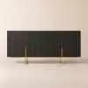 Grovyn 1600mm Buffet Sideboard Sintered Stone Top Black Fluted with Adjustable Shelves
