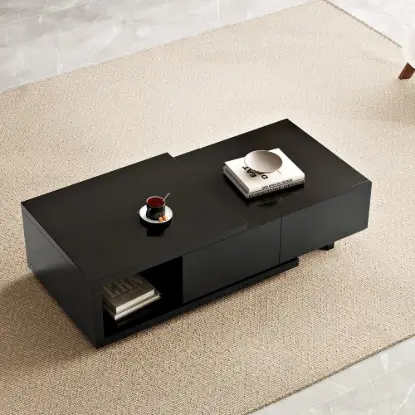 Picture of Quoint 120 cm - 175 cm Extendable Coffee Table with 2 Drawers – Black