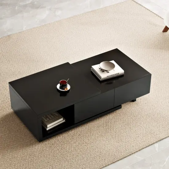 Quoint 120 cm - 175 cm Extendable Coffee Table with 2 Drawers – Black