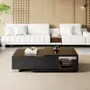Quoint 120 cm - 175 cm Extendable Coffee Table with 2 Drawers – Black