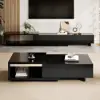 Quoint 120 cm - 175 cm Extendable Coffee Table with 2 Drawers – Black