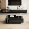 Quoint 120 cm - 175 cm Extendable Coffee Table with 2 Drawers – Black