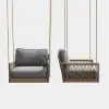 Ropipe Outdoor Aluminium & Rope Weave 1-Seater Swing Sofa in Dark Grey