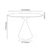Modern 99 cm Round Glossy Sintered Stone Dining Table with Black Pedestal Base, Seats 2
