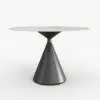 Modern 99 cm Round Glossy Sintered Stone Dining Table with Black Pedestal Base, Seats 2