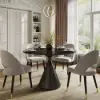Modern 99 cm Round Matte Sintered Stone Dining Table with Black Pedestal Base, Seats 2