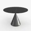 Modern 99 cm Round Matte Sintered Stone Dining Table with Black Pedestal Base, Seats 2