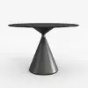 Modern 99 cm Round Matte Sintered Stone Dining Table with Black Pedestal Base, Seats 2