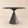Modern 99 cm Round Matte Sintered Stone Dining Table with Black Pedestal Base, Seats 2