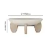 Curva 37" Round Concrete-Look Fiberglass Coffee Table with Wood Legs – Beige – Natural
