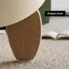 Curva 37" Round Concrete-Look Fiberglass Coffee Table with Wood Legs – Beige – Natural