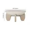 Picture of Curva 30" Round Concrete-Look Fiberglass Coffee Table with Wood Legs – Beige – Natural