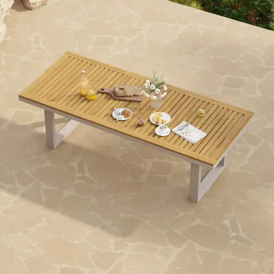 Tevara Outdoor Teak & Aluminium Dining Table in Sand, Seats 6-8