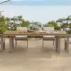 Tevara Outdoor Teak & Aluminium Dining Table in Sand, Seats 6-8