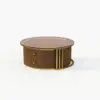 Grovyn 700mm-800mm Round Nesting Coffee Table Set with Sintered Stone Top – Walnut