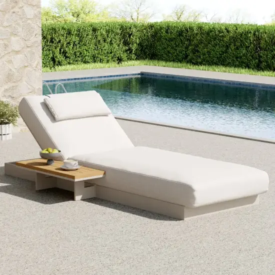 Tevara Outdoor Teak & Aluminium Adjustable Lounge Chaise in Sand