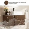 Modern 80 cm Floating Single Bathroom Vanity with Stone Resin Top, Ceramic Basin – Walnut – Faux Marble Sink