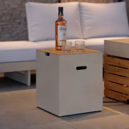 Tevara Outdoor cm Gas Tank Cover Table in Sand