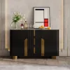 Artis Modern Matte Black 59"W Sintered Stone Sideboard 3 Drawers Kitchen Buffet Table