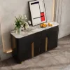 Artis Modern Matte Black 59"W Sintered Stone Sideboard 3 Drawers Kitchen Buffet Table