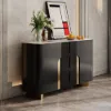 Artis Modern Matte Black 59"W Sintered Stone Sideboard 3 Drawers Kitchen Buffet Table