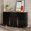 Artis Modern Matte Black 59"W Sintered Stone Sideboard 3 Drawers Kitchen Buffet Table