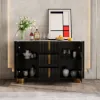 Artis Modern Matte Black 59"W Sintered Stone Sideboard 3 Drawers Kitchen Buffet Table