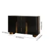 Artis Modern Matte Black 59"W Sintered Stone Sideboard 3 Drawers Kitchen Buffet Table