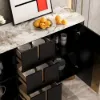 Artis Modern Matte Black 59"W Sintered Stone Sideboard 3 Drawers Kitchen Buffet Table