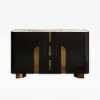 Artis Modern Matte Black 59"W Sintered Stone Sideboard 3 Drawers Kitchen Buffet Table