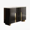 Artis Modern Matte Black 59"W Sintered Stone Sideboard 3 Drawers Kitchen Buffet Table