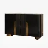 Artis Modern Matte Black 59"W Sintered Stone Sideboard 3 Drawers Kitchen Buffet Table