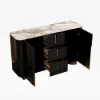 Artis Modern Matte Black 59"W Sintered Stone Sideboard 3 Drawers Kitchen Buffet Table
