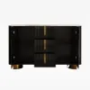 Artis Modern Matte Black 59"W Sintered Stone Sideboard 3 Drawers Kitchen Buffet Table