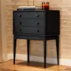 Tanic Mid Century Modern Chest Cabinet with Storage 3 Drawers of Ash Wood – Black