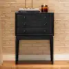 Tanic Mid Century Modern Chest Cabinet with Storage 3 Drawers of Ash Wood – Black