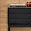 Tanic Mid Century Modern Chest Cabinet with Storage 3 Drawers of Ash Wood – Black