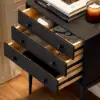 Tanic Mid Century Modern Chest Cabinet with Storage 3 Drawers of Ash Wood – Black