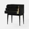 Tanic Mid Century Modern Chest Cabinet with Storage 3 Drawers of Ash Wood – Black