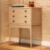 Picture of Tanic Mid Century Modern Whitewash Chest Cabinet with Storage 3 Drawers of Ash Wood