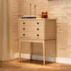 Picture of Tanic Mid Century Modern Whitewash Chest Cabinet with Storage 3 Drawers of Ash Wood