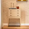 Picture of Tanic Mid Century Modern Whitewash Chest Cabinet with Storage 3 Drawers of Ash Wood