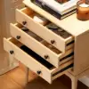 Picture of Tanic Mid Century Modern Whitewash Chest Cabinet with Storage 3 Drawers of Ash Wood