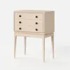 Picture of Tanic Mid Century Modern Whitewash Chest Cabinet with Storage 3 Drawers of Ash Wood