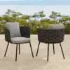 2-Pieces Mid-Century Modern Aluminium & Ropes Outdoor Patio Dining Chair Dark Grey