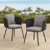 2-Pieces Mid-Century Modern Aluminium & Ropes Outdoor Patio Dining Chair Dark Grey