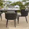2-Pieces Mid-Century Modern Aluminium & Ropes Outdoor Patio Dining Chair Dark Grey