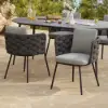 2-Pieces Mid-Century Modern Aluminium & Ropes Outdoor Patio Dining Chair Dark Grey