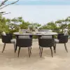 2-Pieces Mid-Century Modern Aluminium & Ropes Outdoor Patio Dining Chair Dark Grey