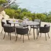 2-Pieces Mid-Century Modern Aluminium & Ropes Outdoor Patio Dining Chair Dark Grey